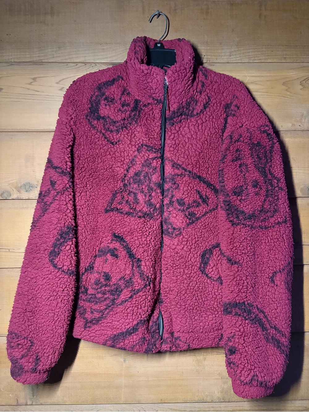 Urban Outfitters Sherpa Fuzzy Berry Zip Teddy Jacket Oversized Cozy